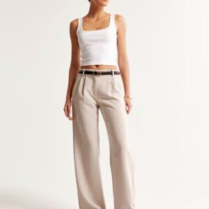 NWT Abercrombie A&F Sloane Low Rise Tailored Wide Leg Pant 27 Long